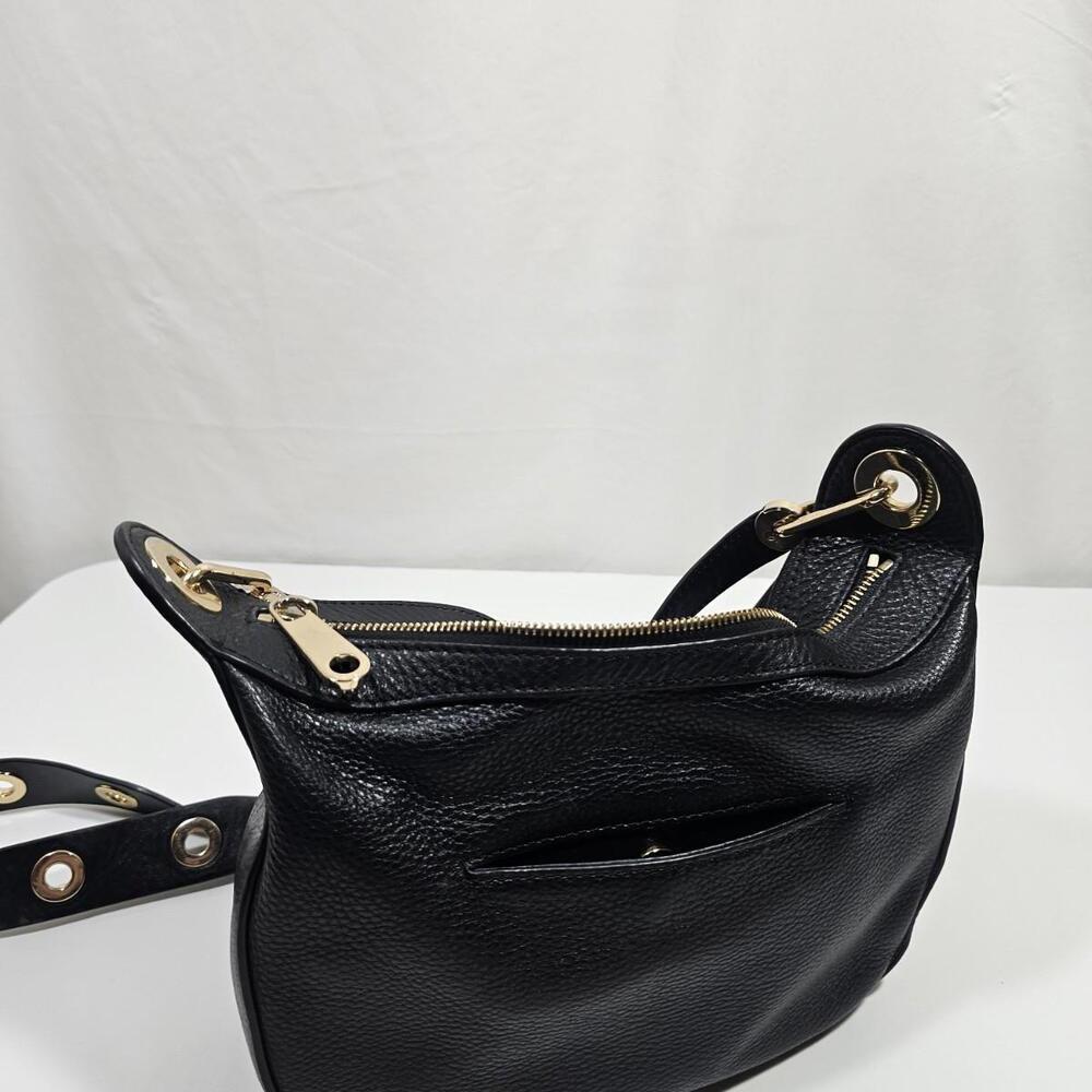 MICHAEL Michael Kors Raven Medium Leather Messenger Bag Black With Gold Hardwear - Picture 5 of 15